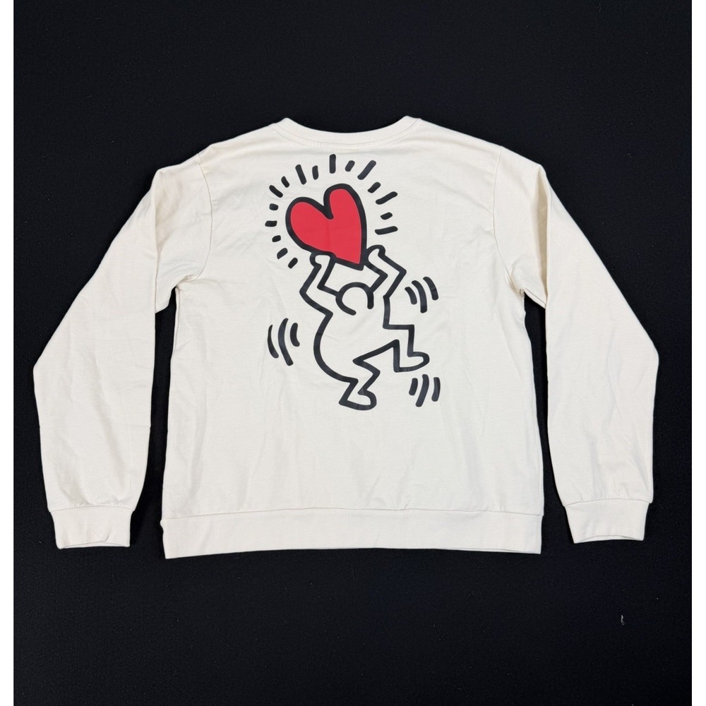 NWOT Keith Haring Love Crew Neck Sweatshirt Pop Art Graffiti Graphic Sz L